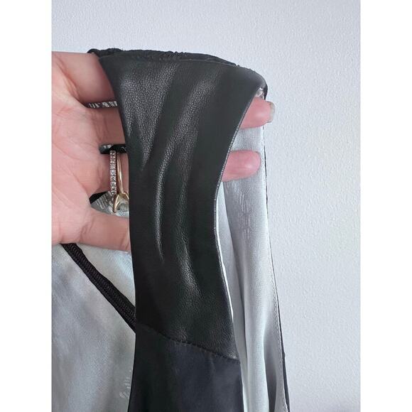 Rag & Bone Silk Round Neck Lace Leather Sleeveless Black Career Top Women's M - Picture 2 of 8